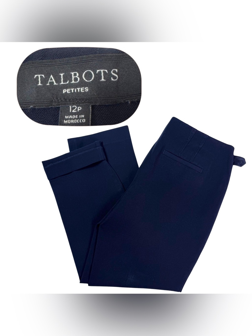 Talbots Petites Navy Blue Dress Pants | Work outfit | 12P straight leg side zip